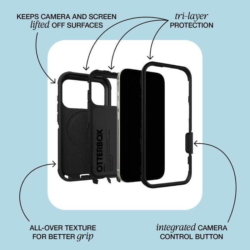 OtterBox iPhone 17 (Only) Bundle: Defender Series Case & Screen Protector - Black Chateau (Black & Orange) - Case Only - Snaps on MagSafe - Tough - Rugged & Durable - Non-Retail Packaging