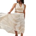 thumbnail image 3 of Jupes Maxi Boho d'Été pour Femmes Jupe Longue Plissée à Taille Élastique à Volants Jupe Fluide Mode Urbaine, 3 of 7