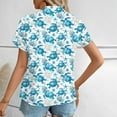 thumbnail image 3 of HOMBOM Button down Shirts for Women Vacation Hawaiian Multicolor Spring Collared Floral Short Sleeve Tops 4XL, 3 of 7