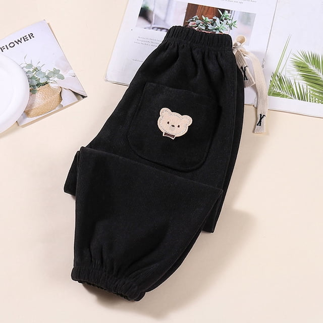 RXIRUCGD Printemps Garçons et Filles Sortie Pantalons Décontractés Pantalons Longs (Noir, Taille : 8 Ans)