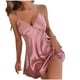 thumbnail image 2 of Camisón corto de seda helada para mujer, ropa de dormir con tirantes finos y espalda descubierta, de verano, transpirable, de seda helada, 2 of 5