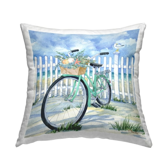 Stupell Industries Bike on Rosemary Beach Decorative Printed Throw Pillow Design by Paul Brent.
