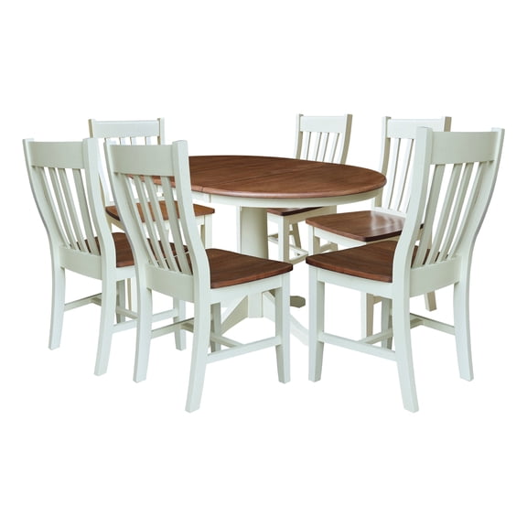 36" Round Extension Dining Table with 6 Cafe Dining Chairs - Multi-Color