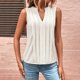 thumbnail image 2 of Top sin mangas con cuello en V y pliegues para mujer, poliéster-spandex, tallas S-XXL, elegante/casual, bloques de color, 2 of 5