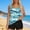A307 Sky Blue, variant on Tankini Sets for Women Padded 2 Piece Bathing Suits Scoop Neck Floral Print Swimsuits with Boyshorts Tummy Control Modest Beachwear