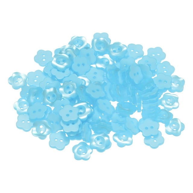 Uxcell Flower Sewing Buttons Resin Torx 2-Hole Craft Buttons 1/2" 150 Pcs Light Blue