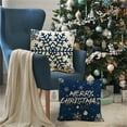 thumbnail image 3 of Christmas Pillow Covers 16x16 Blue Christmas Decorations Snowflake Throw Pillow Covers Merry Christmas Winter Holiday Decor Xmas Cushion Case for Sofa Couch Set of 4, 3 of 6