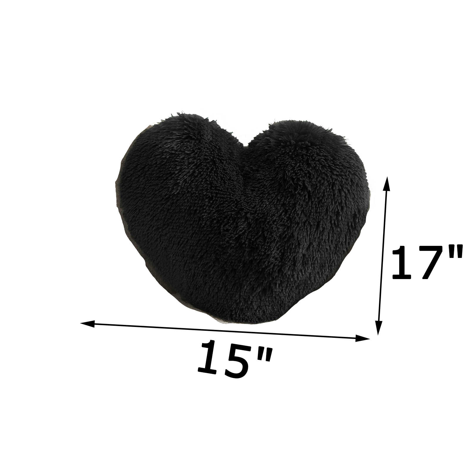 MorroMorn Fluffy Heart Throw Pillows, Shaggy Decorative Pillow for Sofa Couch Bed, Cute Room Decor Gifts for Women Girls Kids - Decorations for Valentines Day Mothers Day Christmas (Black)
