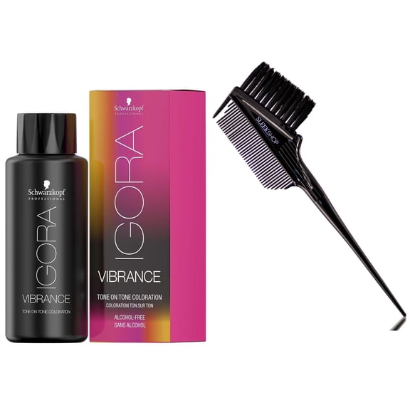 Schwarzkopf : 5-21 Light Brown Ash Cendre - 2.02 oz, IGORA Vibrance Tone on Tone Coloration Demi-Permanent Hair Color Dye, Liquid Haircolor - Pack of 2 w/ Sleek 3-in-1 Brush Comb