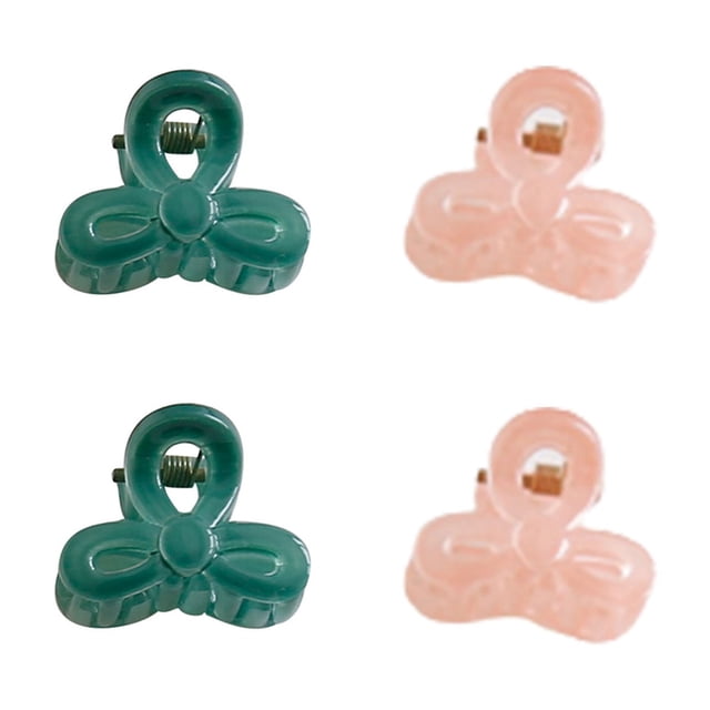CSChome Hair Pin 4Pcs Transparent Candy Color Non-Slip Side Bangs Hairpin Bowknot Shape Princess Small Hair Clip Styling Accessories Small Hair