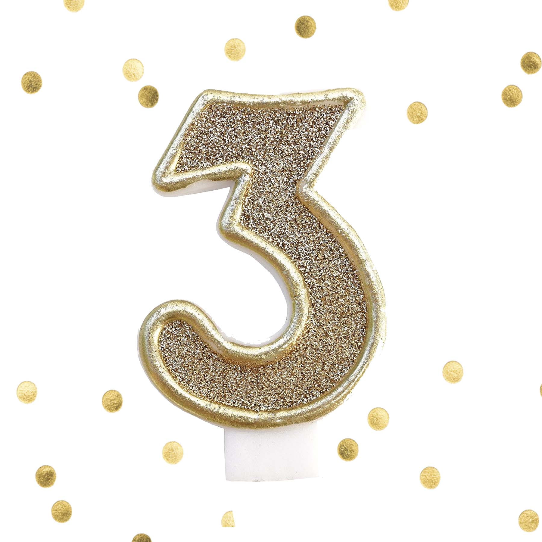 Light Gold Glitter Birthday Candle Number 7 Gold White Cake Topper Seven 