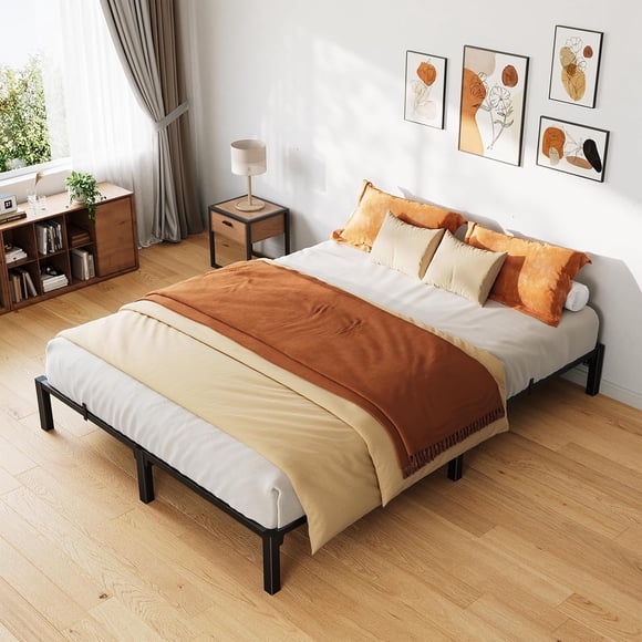 Heavy-duty 8-pulgada tamaño completo marco de cama durable iron slat support legs no box spring o screws needed supports up to 800 lbs