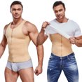 thumbnail image 3 of Molutan Men Compression Shirt for Body Slimming Tank Top Shaper Tight Undershirt Tummy Control Girdle (Beige, 4XL), 3 of 8