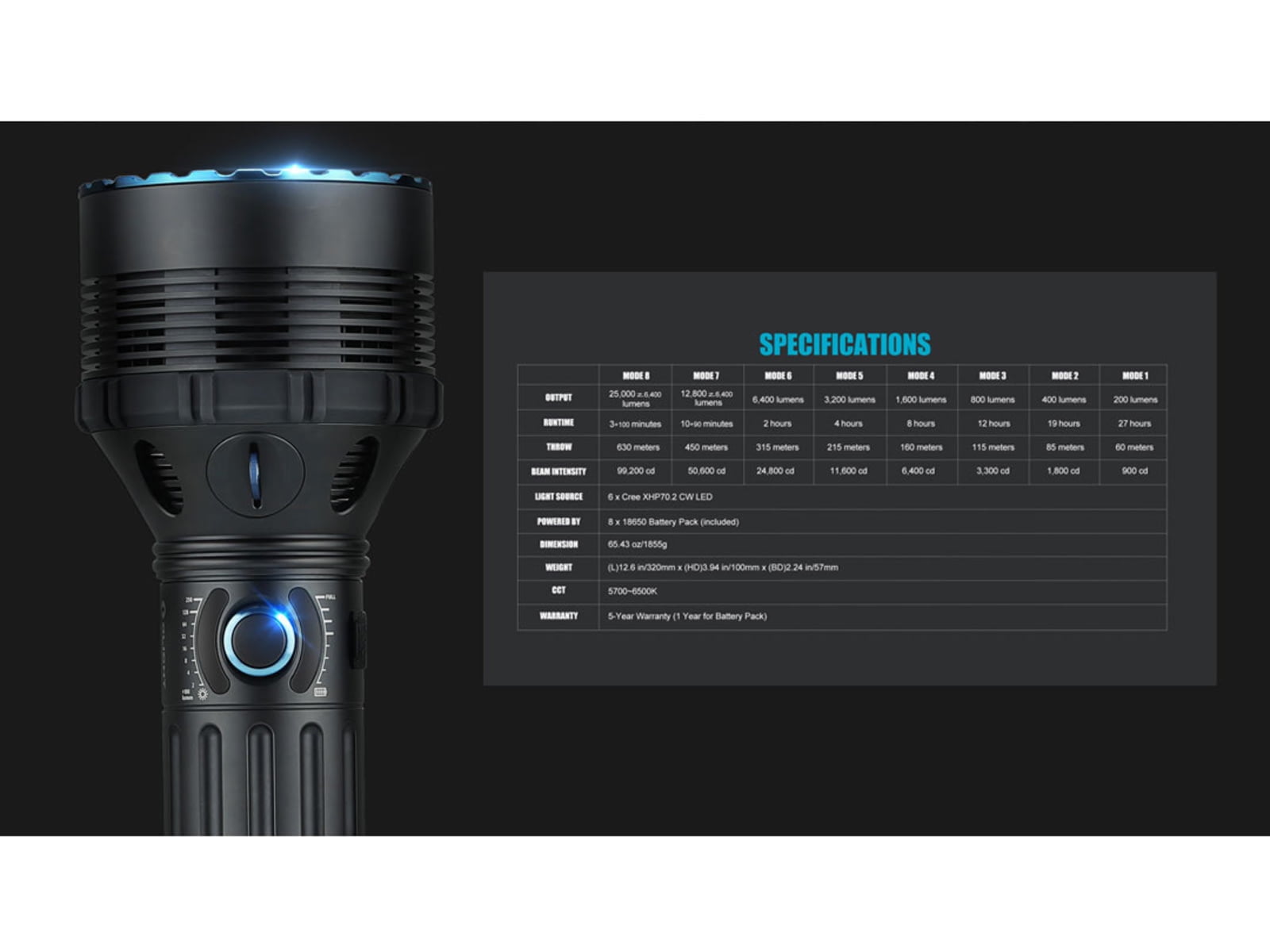 Olight X9R Marauder 25000 Lumens Rechargeable LED Flashlight
