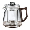 thumbnail image 1 of Tetera de vidrio de borosilicato alto fabricante de té en flor mango de madera de 600 ml separación de agua de té suelta fabricante de té de hoja para Claro, 1 of 8