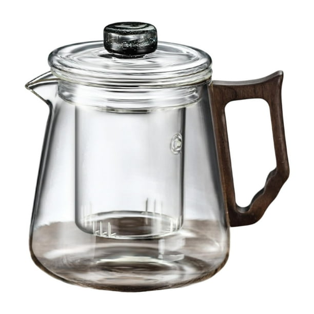 Tetera de vidrio de borosilicato de alta calidad, jarra de agua de 600 ml con colador, elegante tetera de hojas sueltas. Claro