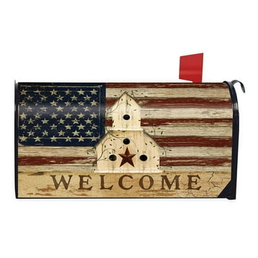 Briarwood Lane Americana Welcome 6.5" x 19" Patriotic Vinyl Magnetic Mailbox Cover, Fade Resistant