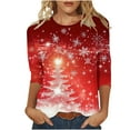 thumbnail image 2 of Gamivast Christmas Clothes for Women Plus Size Crew Neck Santa Claus Graphic Tees Casual 3/4 Sleeve T Shirts Cute Holiday Xmas Trees Tops Fashion Trendy Party Blouses, 2 of 6