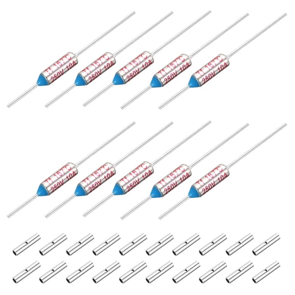 10 Pcs Metal Temperature Thermal Fuse SF167 167C 332.6F 10A 250V Cutoff Thermal Fuse with 20 Pcs BN1.25 Bare Terminal Butt Connector