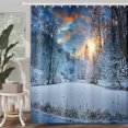 thumbnail image 2 of Winter Christmas Shower Curtain, Spectacular Sunset Over Winter Forest Lake Shower Curtains for Bathroom, Fabric Surreal Winter Scenery Shower Curtain Bathroom Accessories 12PCS Hooks, 69X70IN, 2 of 5