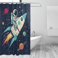 thumbnail image 2 of Yayeee Shower Curtain with Hooks 72"x72" Waterproof Fabric Bathroom Hanging Decor, Rocket Pattern, 2 of 5