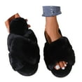thumbnail image 4 of Women's Slippers House Shoes Memory Foam Open Toe Fluffy Shoes Fuzzy Indoor And Outdoor Slip On Soft Sole Winter Slippers, 4 of 9