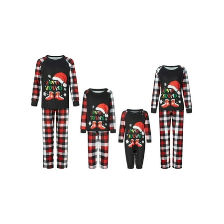 

Peyakidsaa Matching Family Pajamas Sets Christmas PJ s Santa Hat Boots Print Top and Plaid Pants Jammies Sleepwear