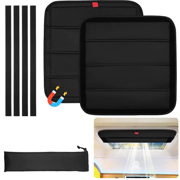 Niyofa Foldable RV Vent Magnetic Window Shade, Black 16.25" x 16.25"
