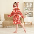 thumbnail image 4 of FORMRS Niños Bathrobe Unisex Hooded Robe Soft Plush Pajamas Sleepwear, Size 4-6T, Red Christmas Ornaments Pattern, 4 of 7