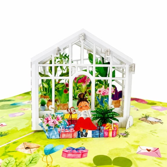 Greenhouse Love 3D Pop Up Greeting Card - 3D Pop Up Card for Birthday, Handmade Laser Cut Greeting Card for all Occasions, Congratulations, Birthday, Thank you, Baby, Anniversary