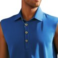 thumbnail image 4 of pstuiky Camisetas sin mangas para hombre, Chaleco informal sin mangas con botones y cuello abatible para hombre, de color liso, para verano Tops elegantes para mujer m, 4 of 4