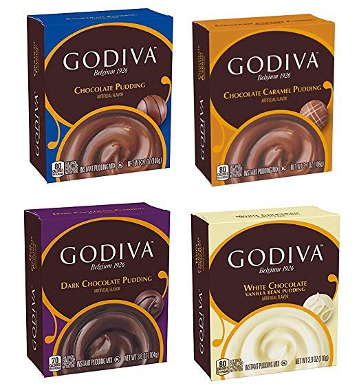 Godiva Chocolate Instant Pudding Mix Pack (Variety 4 Pack)
