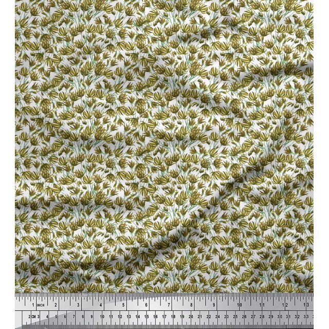 Soimoi Polyester Crepe Fabric Flower Artistic Printed Fabric 1 Yard 52 Inch Wide