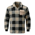 thumbnail image 3 of Men's Plaid Turtleneck Plush Sweater - Button Pullover with Pocket, Full Sleeve, Casual Style, All-Season Fit, 3 of 4