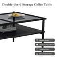thumbnail image 4 of Rectangle Coffee Table with Gray Tempered Glass top and Black Legs,Modern Table for Living Room, 4 of 6