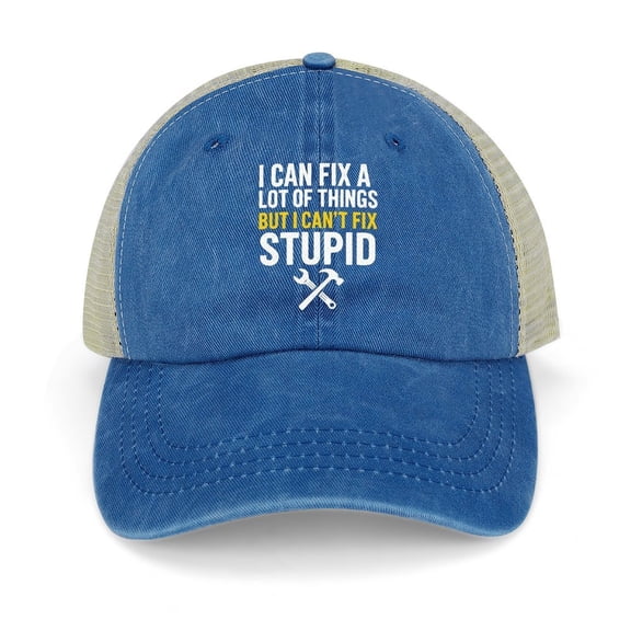 I Can Fix A Lot Of Things But I Cant Fix Stupid Dark Blue Trucker Hat for Men Women, Adjustable Mesh Back Baseball Cap
