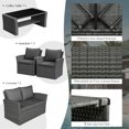 thumbnail image 6 of Patiojoy 4-Piece Rattan Wicker Patio Outdoor Furniture Sofa Set with Cushions & Tempered Glass Table Grey, 6 of 10