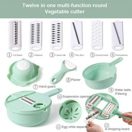 

Manually Protect Hand Cut Shred Slicer 12 In 1 Vegetable Chopper Potato Radish Cutter Grater Multifunctional Kitchen Cutter Tool