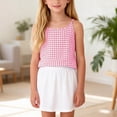 thumbnail image 4 of Ugoldhm Girls' Gingham Cami Top Spaghetti Strap Casual Camisole Cotton Linen Sizes 4-14 Years Old, 4 of 8
