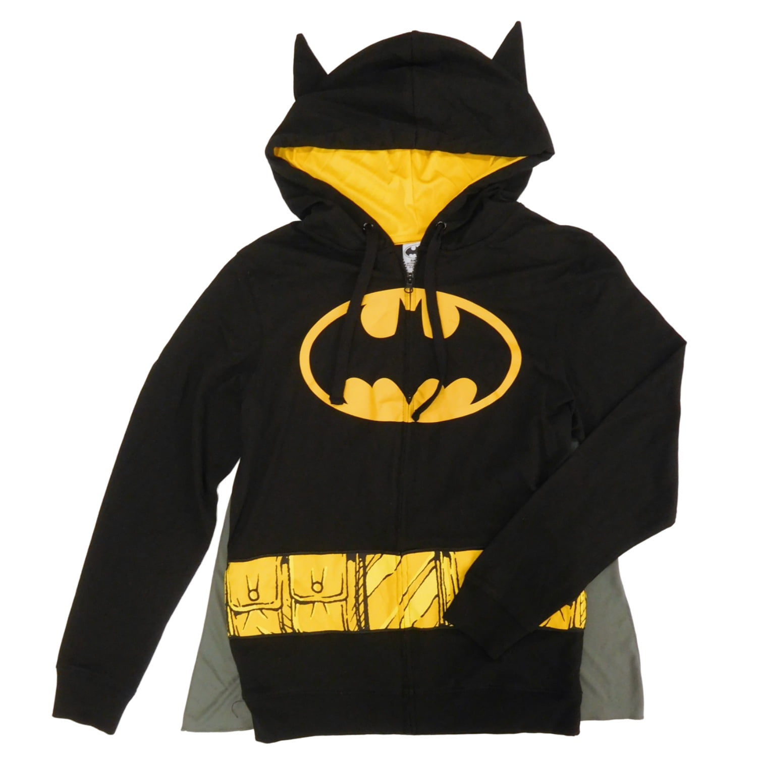 Fæstning Disco etikette DC Comics Batman Mens Cosplay Costume Zip Hoodie Sweatshirt with Cape Small  - Walmart.com