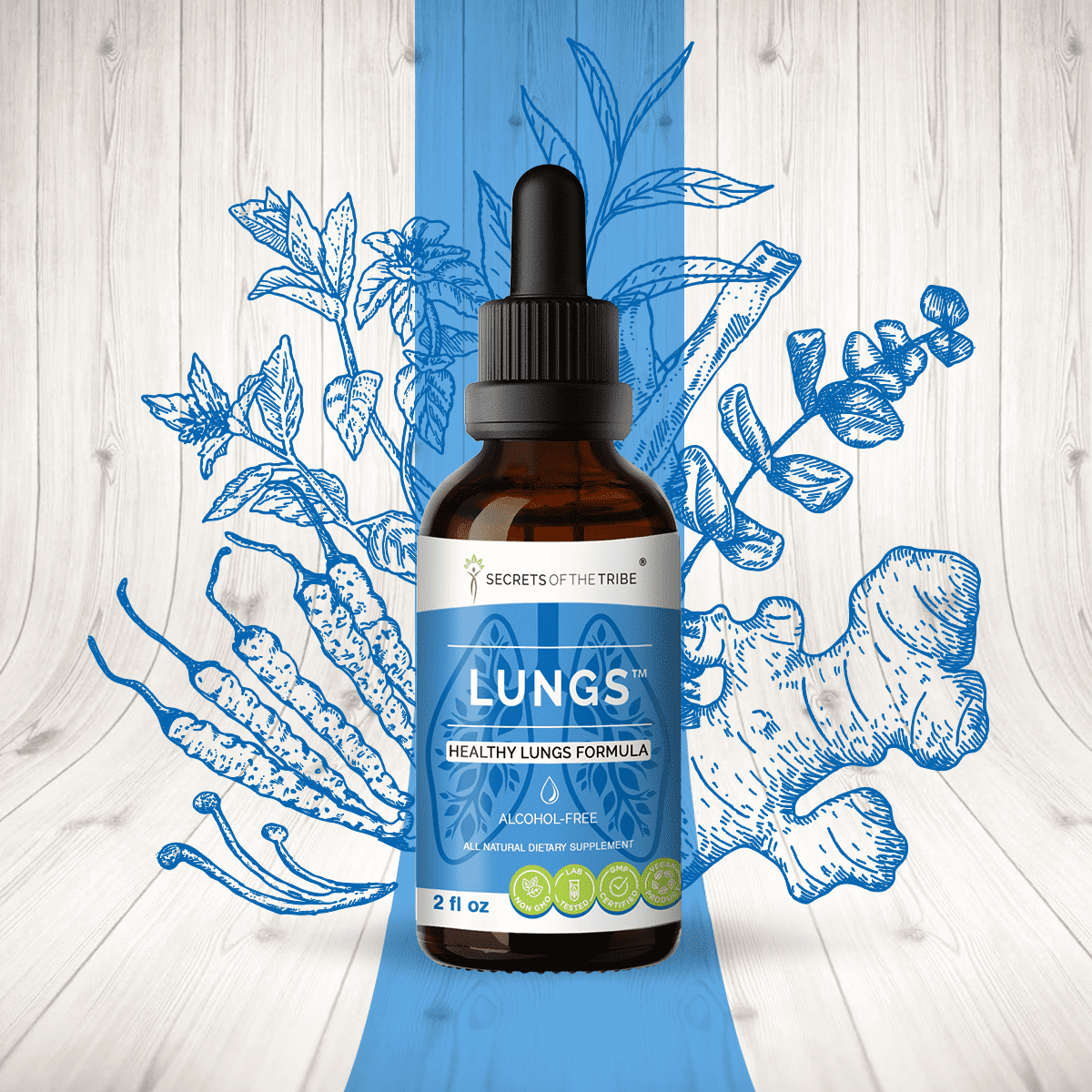 Lungs AlcoholFREE Extract, Tincture, Glycerite Osha, Peppermint