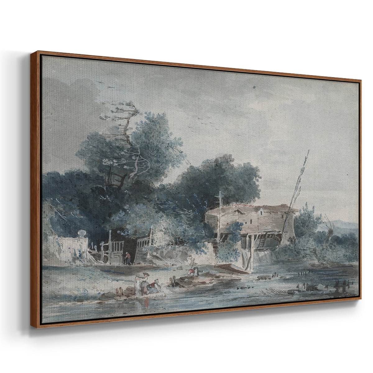 Vintage Landscape-CCCXLVII By Wexford Home Framed in Walnut Wood Gallery Wrapped Canvas 25 in. x 37 in.