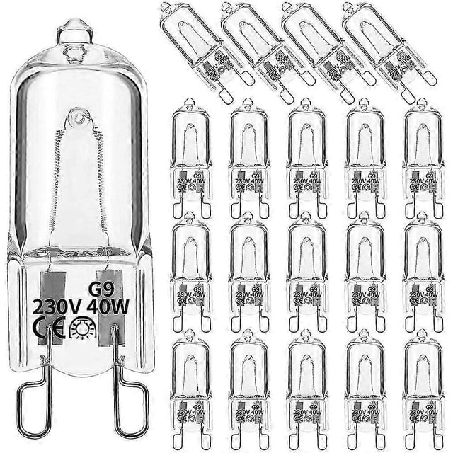 20Pcs G9 Halogen Light Bulbs,40W Clear Halogen Lamps Dimmable,Warm White 2800K for Chandeliers,Pend