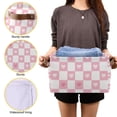 thumbnail image 3 of Yayeee Canvas Storage Basket with Handles for Shelves Fabric Bins Closet Organizer, Pink Checkered Heart, 3 of 8