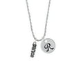 thumbnail image 2 of Delight Jewelry Silvertone Beaded ''Dance'' Silvertone Script Initial Disc - R - Charm Necklace, 20"+3", 2 of 4