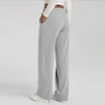 thumbnail image 5 of Spring Summer Pants for Women Soft Lounge Wide Leg Sweat Pants Elastic Waist Mid-Weight Pajama Pants with Pockets, #02 Light Gray S, 5 of 6