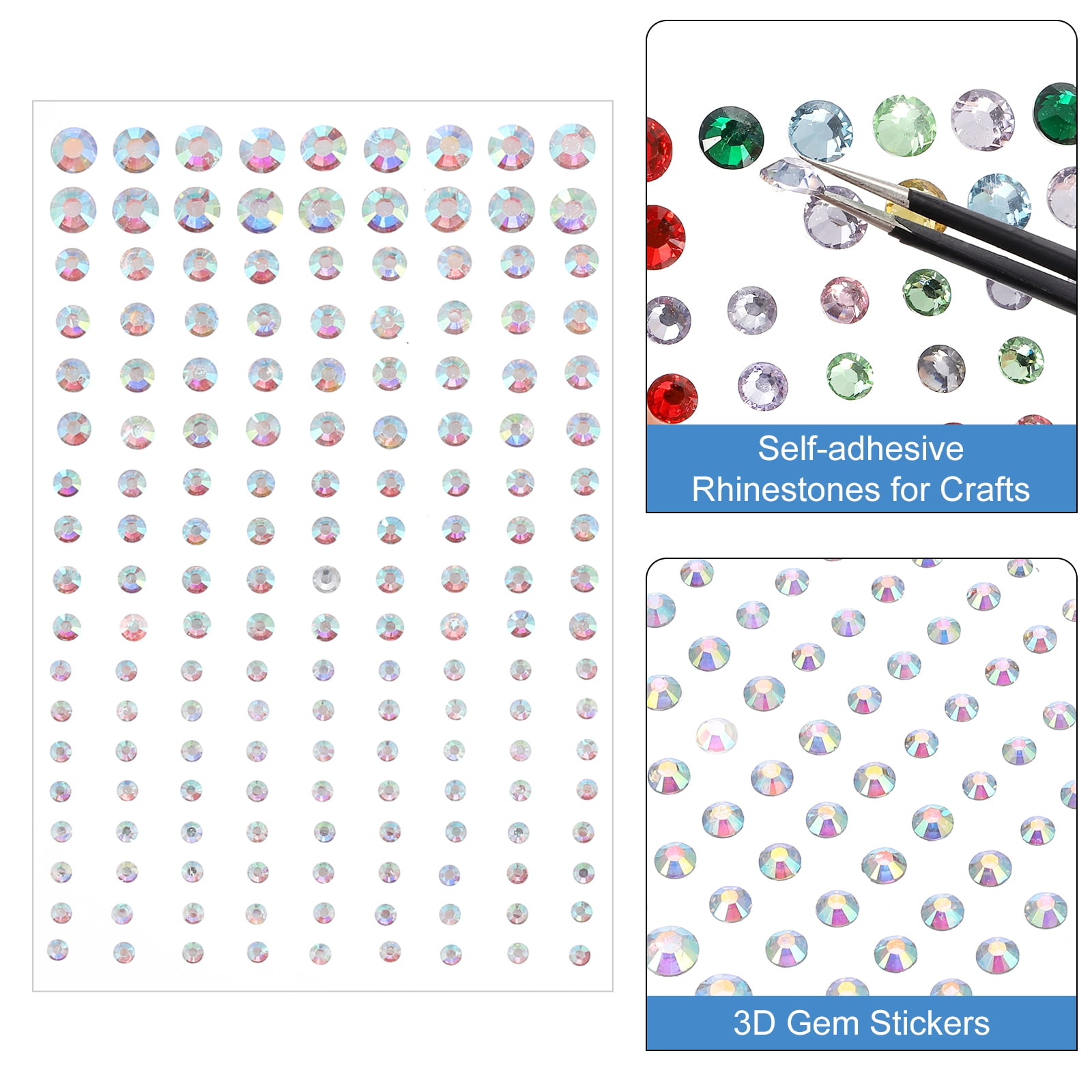 Unique Bargains Stylish Rhinestone Stickers Self Adhesive Acrylic Bling Face Gems Colorful