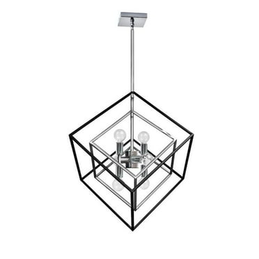 6 Light Pendant, Polished Chrome & Matte Black Finish