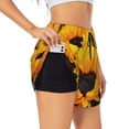 thumbnail image 2 of Bixox Women's Flower Bush Sunflower pattern 2 in 1 Running Shorts - Lightweight Athletic Workout Gym Yoga Shorts Liner with Pockets - Large, 2 of 7