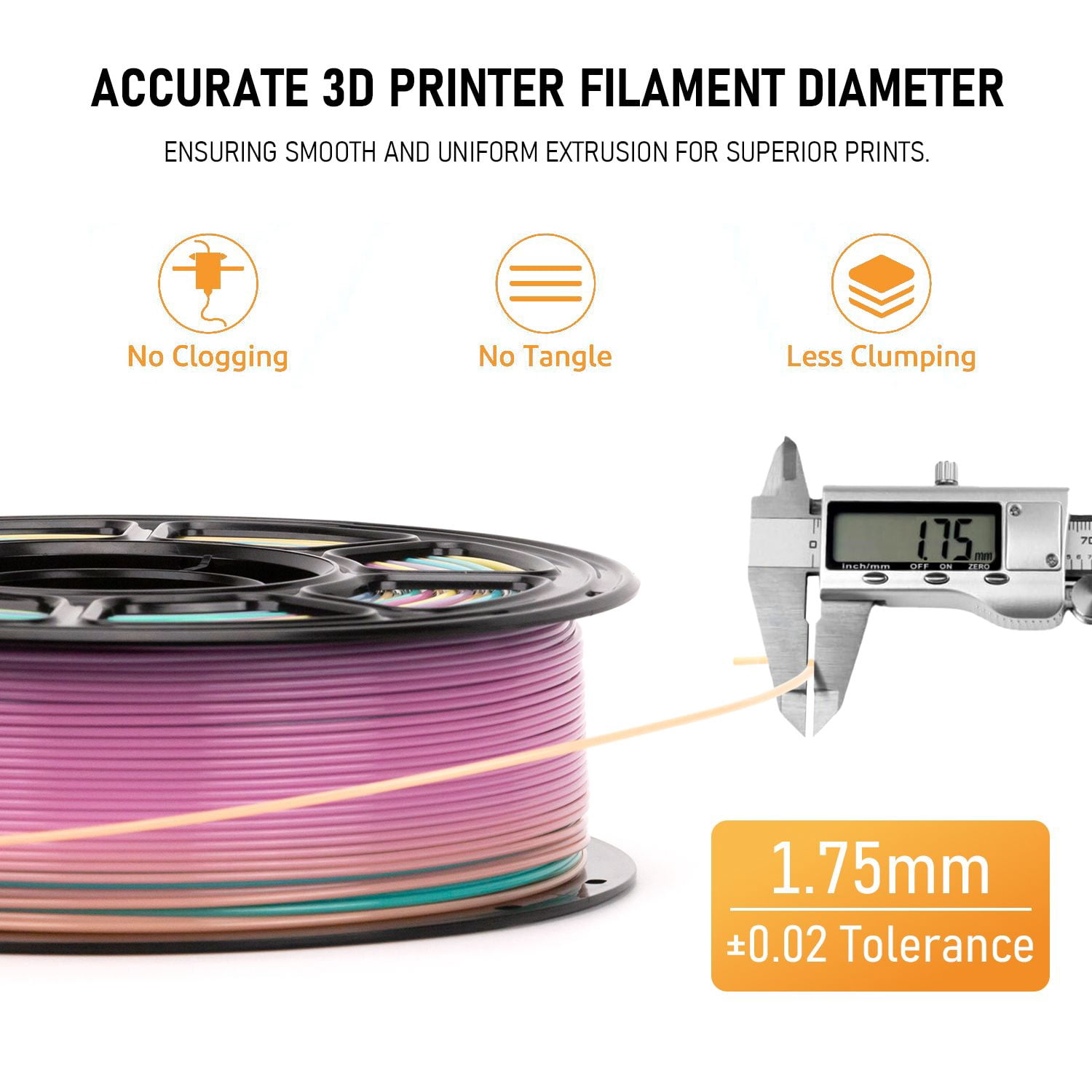 Brakzilon Rainbow PETG Filament 1.75mm Multicolor 3D Printer Filament Color Change Gradient FDM Filament 1kg Spool for DIY Printing